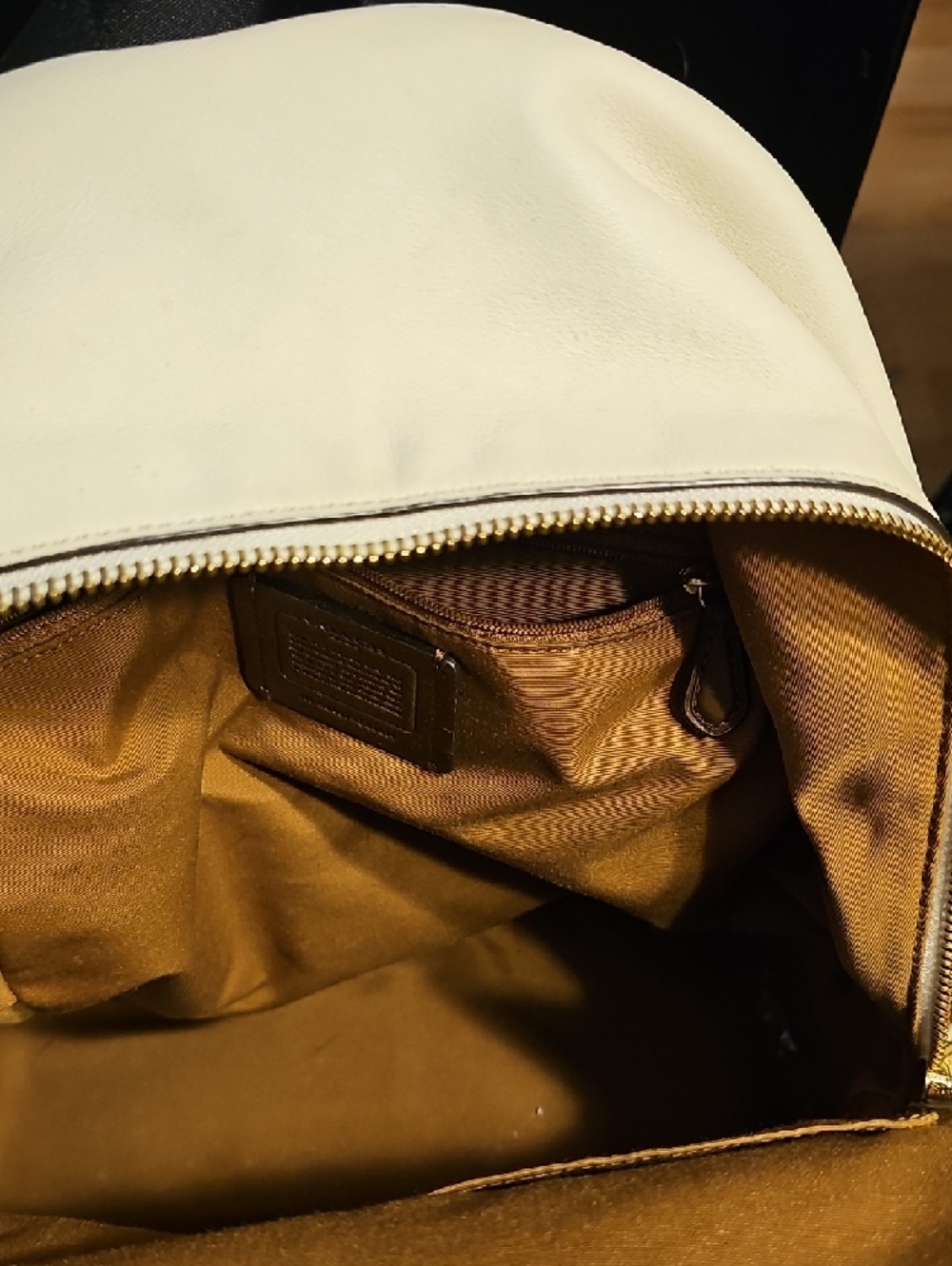 COACH Beige and Gold Signature Backpack - Picture 2 of 9